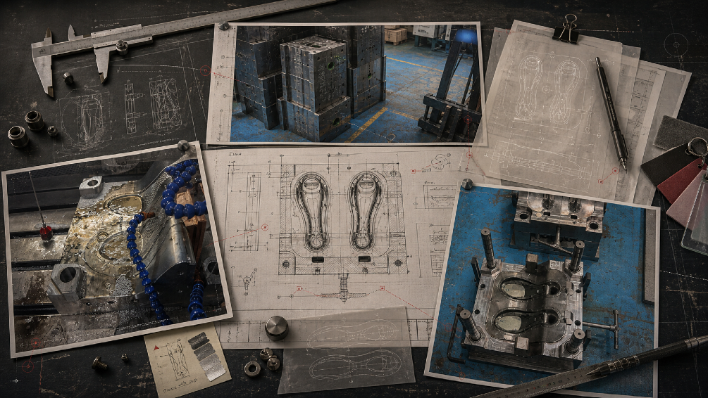 SolesFantasy mould tools, engineering drawings, and machining work for multiple sizes